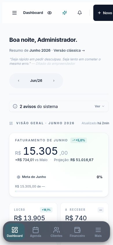 Gestão Clean no celular